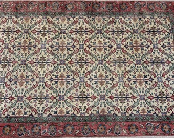 Alfombra roja vintage, alfombra hecha a mano, alfombras turcas, alfombra de lana, alfombra para sala de estar, alfombra turca auténtica, alfombra para dormitorio, alfombra de cocina.