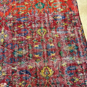 Alfombra Oushak vintage de 6x9, alfombra turca, alfombra de lana vintage, alfombra bohemia para sala de estar, alfombras para sala de estar, alfombra para dormitorio imagen 12