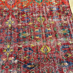 Alfombra Oushak vintage de 6x9, alfombra turca, alfombra de lana vintage, alfombra bohemia para sala de estar, alfombras para sala de estar, alfombra para dormitorio imagen 7