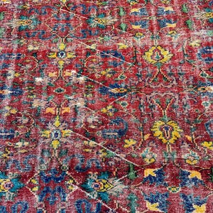 Alfombra Oushak vintage de 6x9, alfombra turca, alfombra de lana vintage, alfombra bohemia para sala de estar, alfombras para sala de estar, alfombra para dormitorio imagen 9
