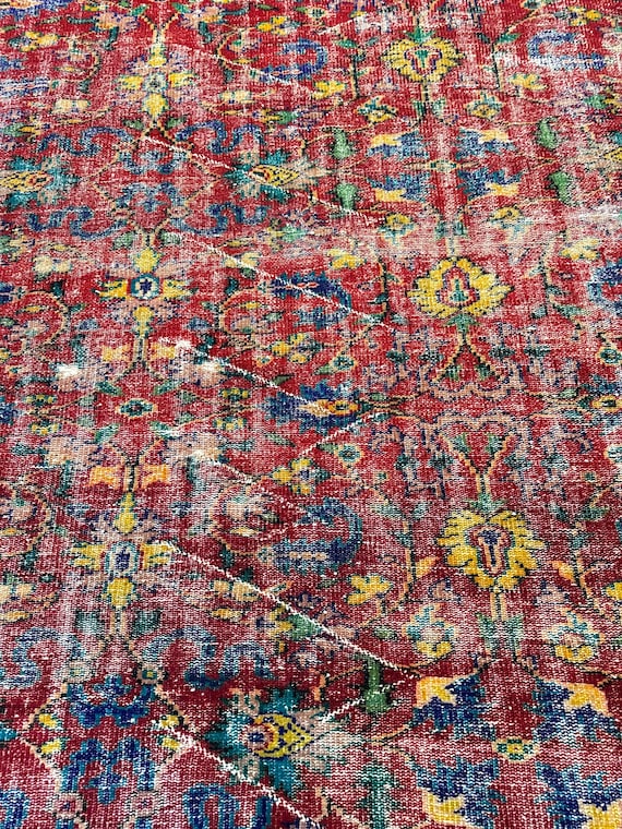 6x9 Vintage Oushak Rug, Turkish Rug, Vintage Wool Carpet, Boho Living Room Rug, Rugs for living room, Bedroom Rug