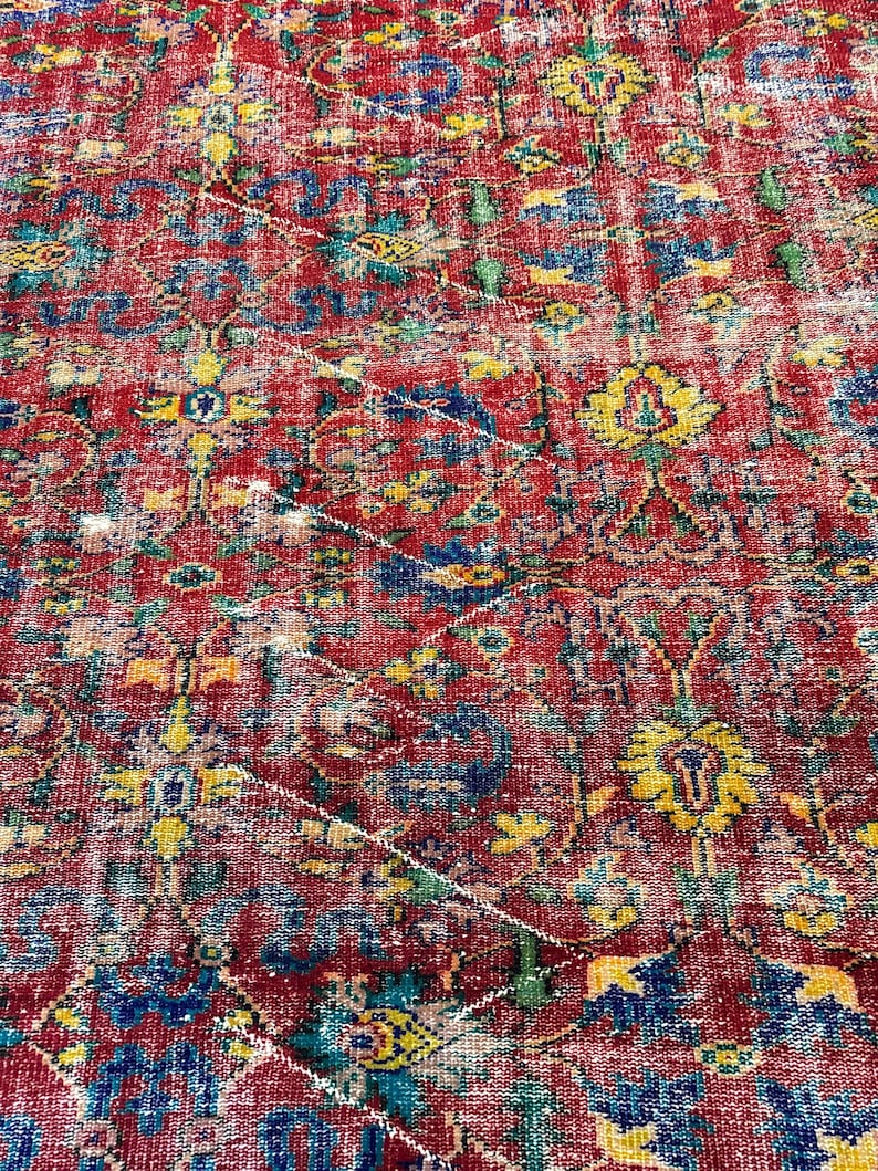 Alfombra Oushak vintage de 6x9, alfombra turca, alfombra de lana vintage, alfombra bohemia para sala de estar, alfombras para sala de estar, alfombra para dormitorio imagen 1