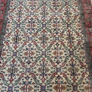 Alfombra Oushak de lana vintage color crema beige de 5x8 pies, alfombra hecha a mano, alfombra turca, alfombra para sala de estar, alfombra bohemia, alfombra para dormitorio. imagen 5