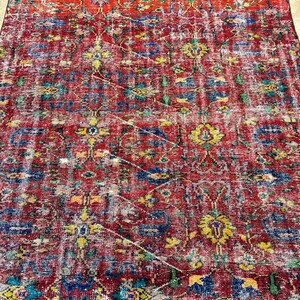 Alfombra Oushak vintage de 6x9, alfombra turca, alfombra de lana vintage, alfombra bohemia para sala de estar, alfombras para sala de estar, alfombra para dormitorio imagen 14