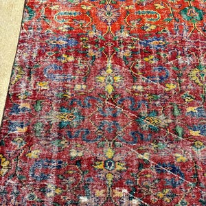 Alfombra Oushak vintage de 6x9, alfombra turca, alfombra de lana vintage, alfombra bohemia para sala de estar, alfombras para sala de estar, alfombra para dormitorio imagen 13