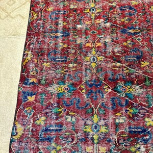 Alfombra Oushak vintage de 6x9, alfombra turca, alfombra de lana vintage, alfombra bohemia para sala de estar, alfombras para sala de estar, alfombra para dormitorio imagen 3