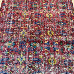 Alfombra Oushak vintage de 6x9, alfombra turca, alfombra de lana vintage, alfombra bohemia para sala de estar, alfombras para sala de estar, alfombra para dormitorio imagen 15