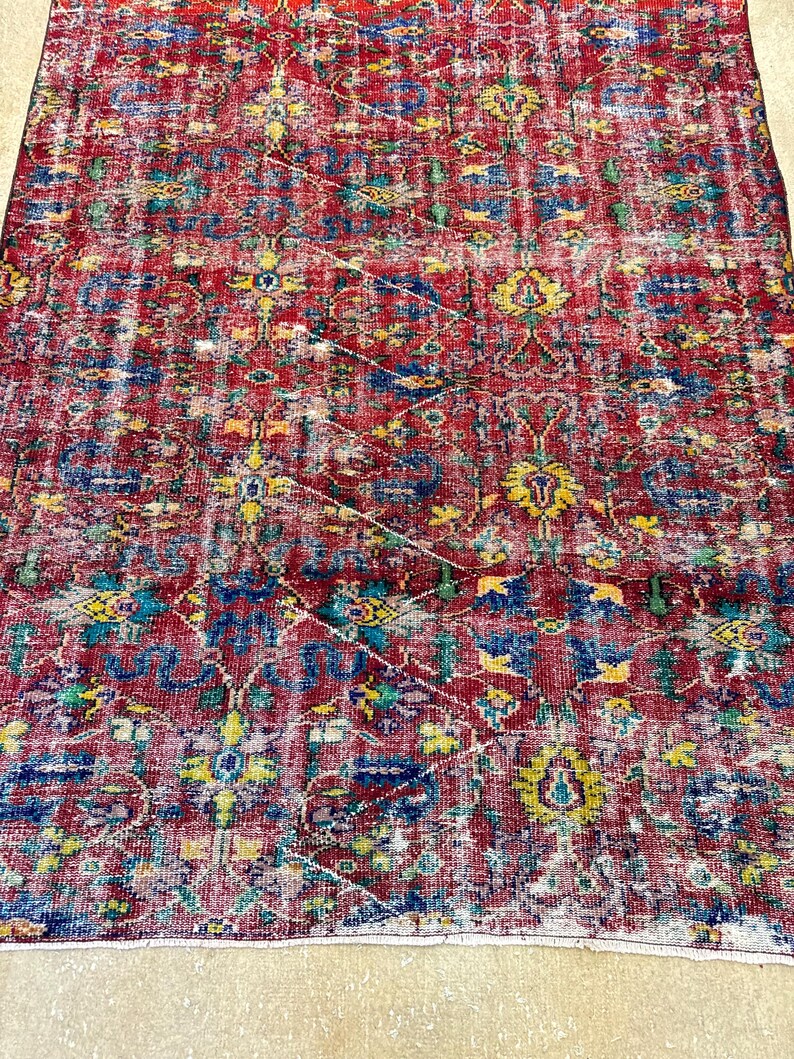 Alfombra Oushak vintage de 6x9, alfombra turca, alfombra de lana vintage, alfombra bohemia para sala de estar, alfombras para sala de estar, alfombra para dormitorio imagen 15