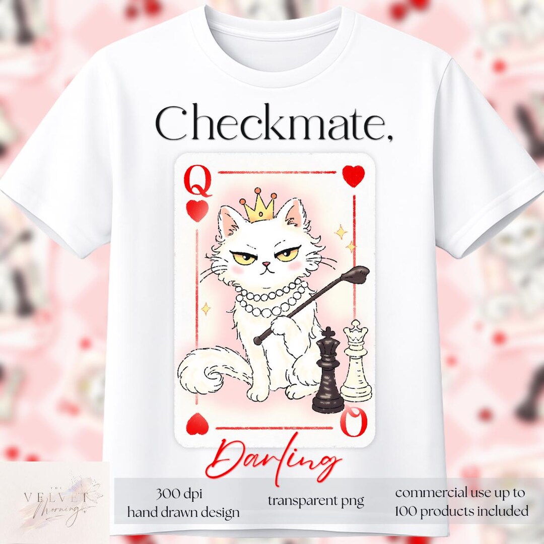 Checkmate Darling Cat Queen Playing Card PNG | Sassy Chess Digital Art ...
