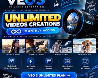 Veo 3 – Monthly Unlimited Video Creation | No Credit Limit