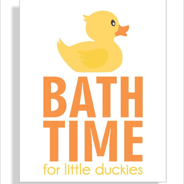 Salle de bains Art Print pour enfants - Bath Time Rubber Duck - pépinière sticker, décoration de salle de bains enfants