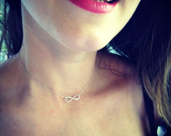 100% Sterling Silver Infinity Charm Necklace/ Choker.  Your everyday necklace, never take it off