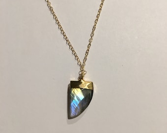 Gold Multicolored Labradorite Stone Triangular shaped Choker/ necklace. Your everyday choker, made with a 14k gold-filled chain.