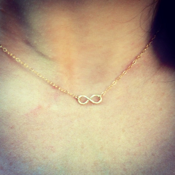 14K Gold-filled Tiny Infinity Necklace Choker.  Dainty, petite, light-weight, wear it with everything