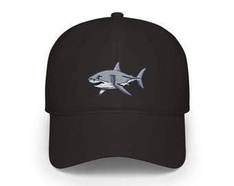 Embroidered White Shark Cap | Ocean Fishing Hat