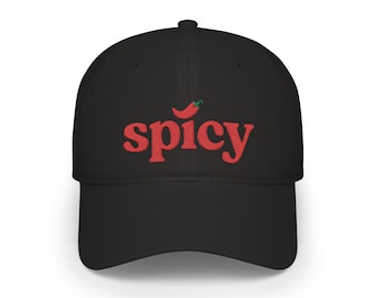 Spicy chili pepper Low Profile Cap | embroidered red text, foodie hat