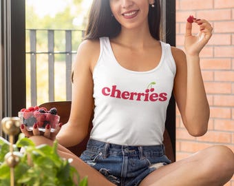 Cherries Word Logo i-Dot Cherry Tank