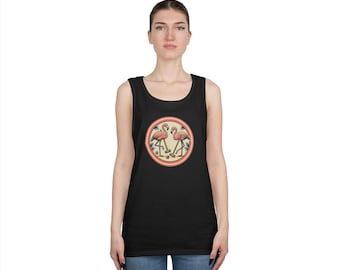 Vintage Flamingo Circle tank top | Retro Tropical Bird Design