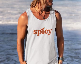 Spicy chili pepper logo Tank Top | minimalist typographic graphic