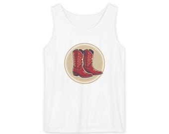 Red Cowboy Boots tank top | Western boot illustration