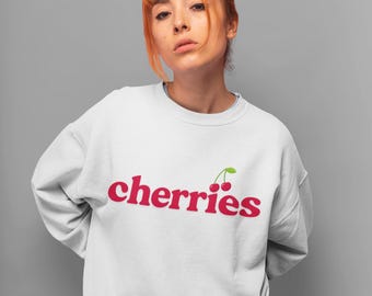 Cherries Graphic Crewneck Sweatshirt | Vintage Fruit Stand Style