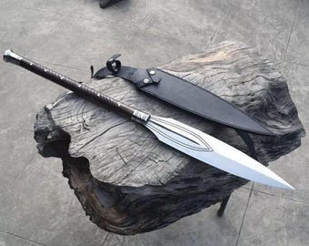 Handmade High-Carbon Steel Spear — 32" (12" Blade, 20" Rosewood Handle) — Decorative Collectible / Christmas Gift