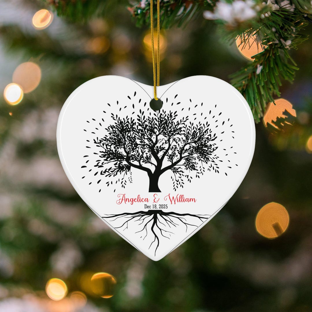 Personalized Tree Ornament, Custom Wedding Date Gift, Couple Name Decor ...