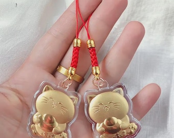 Bijou de Sac Maneki Neko, Breloque pour Téléphone, Chat mignon Porte-Bonheur, Accessoire pour téléphone