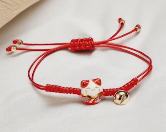 Lucky Cat Bracelet for Girls, Kawaii Jewelry for Women and Children, Maneki Neko Lucky Charm