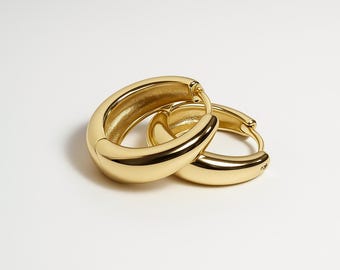 Chunky Gold Hoop Earrings | 18K Gold-Plated Huggies, Tarnish-Resistant