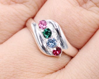 Mütter Ring 1-6 Personalisierte Birthstones Sterling Silber Mutter Familie Schmuck