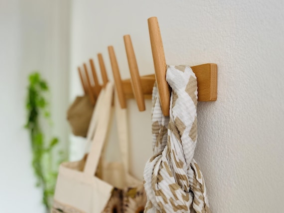 Luna 7 Wall Hook Rack – Solid Beech Wood 7-hook Mid Century
