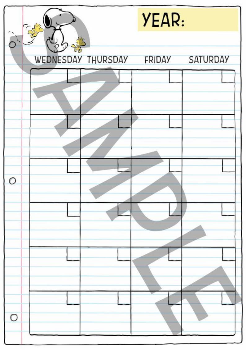 Snoopy Themed Daily Routine Snoopy Peanuts Weekly and Daily Planner Printable PDF, 4 Sizes, Digital ...