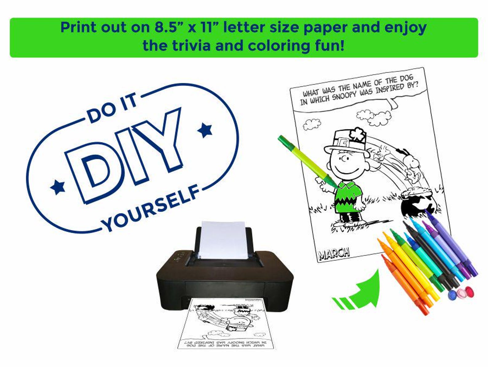 Trivia Color Sheets Digital Download Trivia Snoopy Coloring Book for Kids & Adults, Peanuts ...