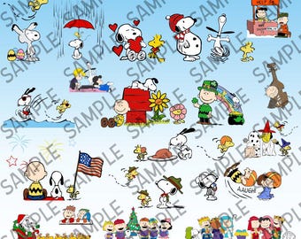 Paquete de imágenes prediseñadas de Snoopy / Imágenes prediseñadas de Charlie Brown / Descarga digital de Peanuts Gang