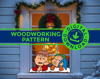 Patrón de carpintería para decoración navideña de jardín de Charlie Brown y Linus (descarga digital)
