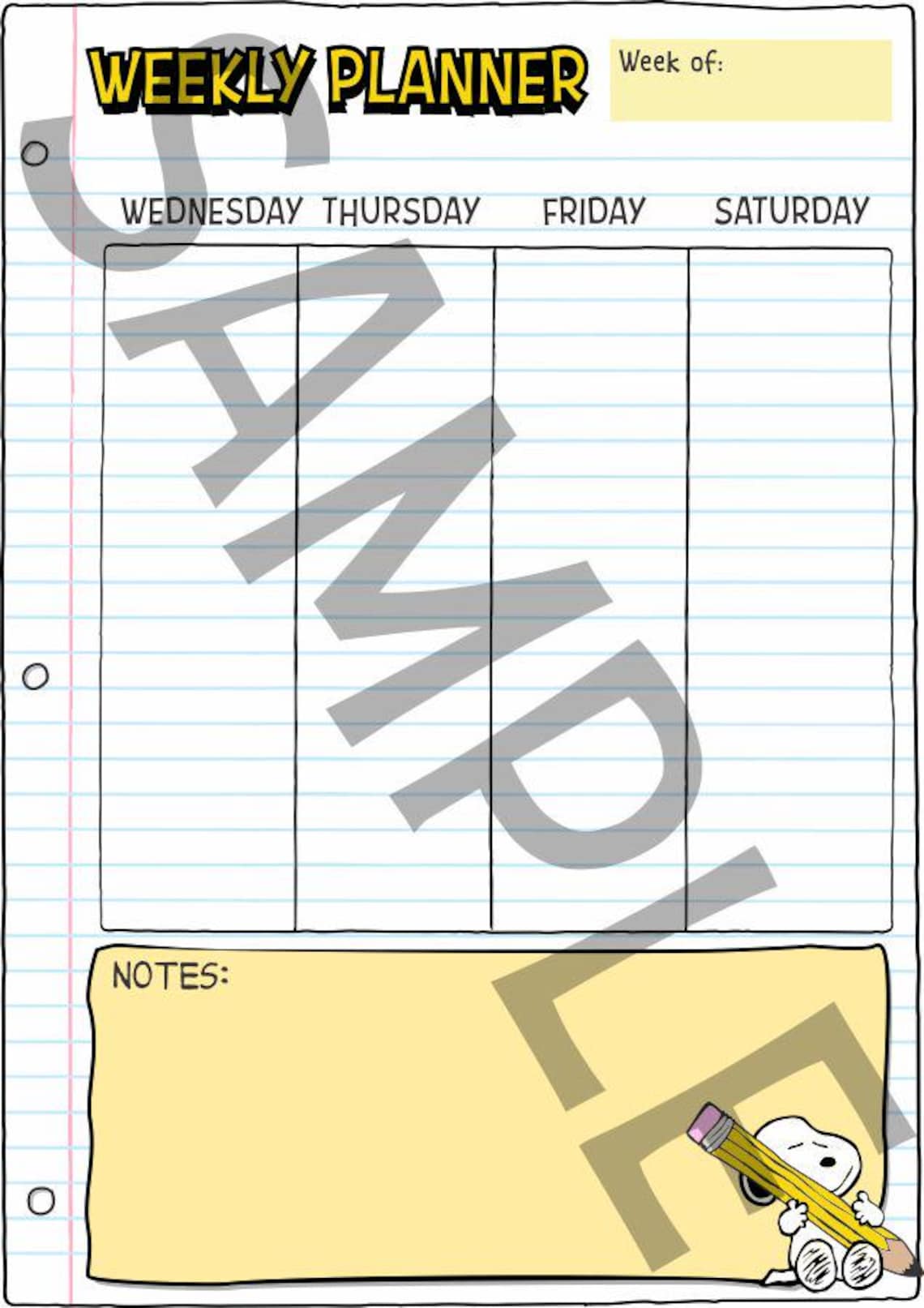 Snoopy Themed Daily Routine Snoopy Peanuts Weekly and Daily Planner Printable PDF, 4 Sizes, Digital ...