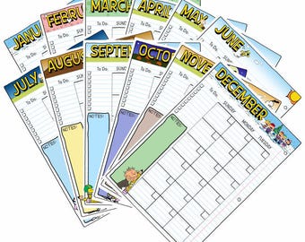 Snoopy Peanuts Undatierter Monatsplaner Printable PDF, 4 Größen, Geschenk für Fans von Organisation