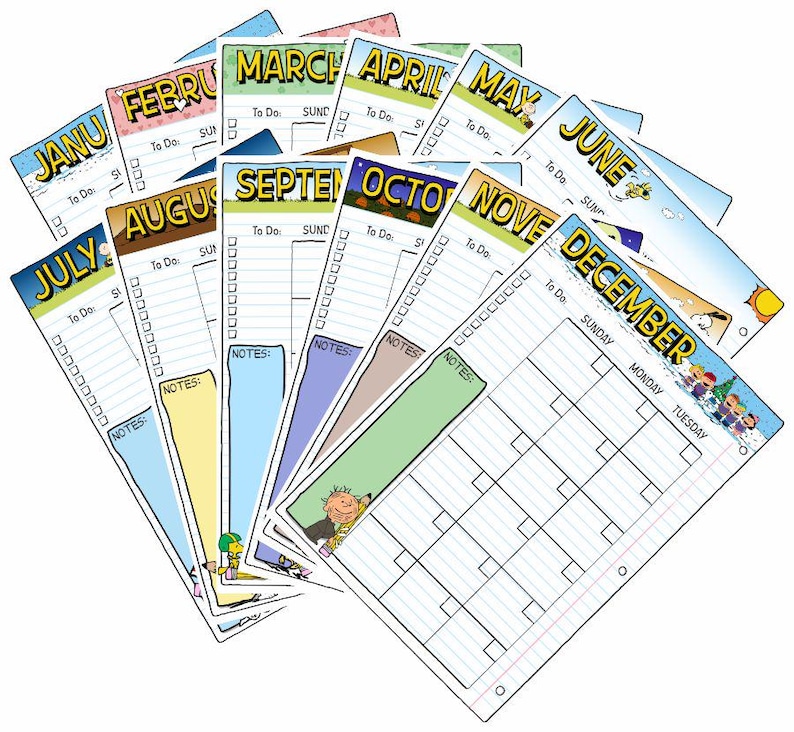 Snoopy Peanuts Undated Monthly Planner Printable PDF, 5 Sizes, Gift for ...