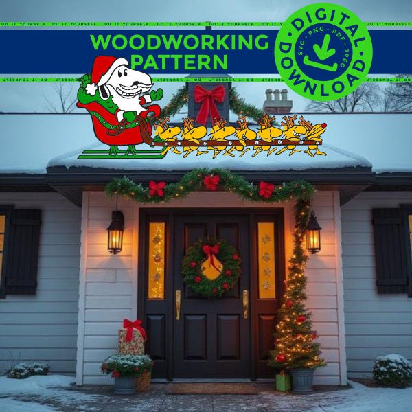 Snoopy Claus Woodstock Reindeer Woodworking Pattern: Peanuts Christmas Decor (Digital Download)