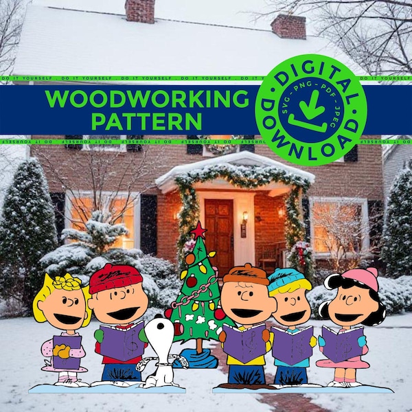 Peanuts Gang Carolers Woodworking Pattern: Christmas Decor (Digital Download)