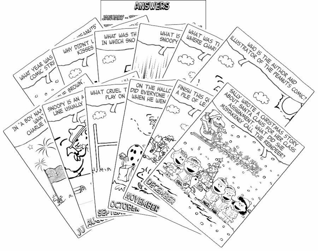 Trivia Color Sheets Digital Download Trivia Snoopy Coloring Book for Kids & Adults, Peanuts ...