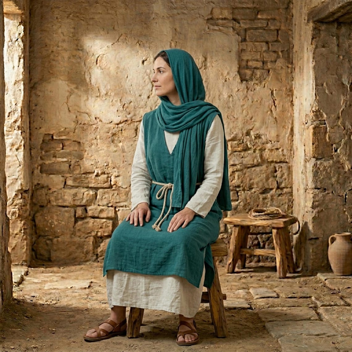 Jesus Era Linen Dress: Biblical Costume, Nativity Robe, Modest Mary ...