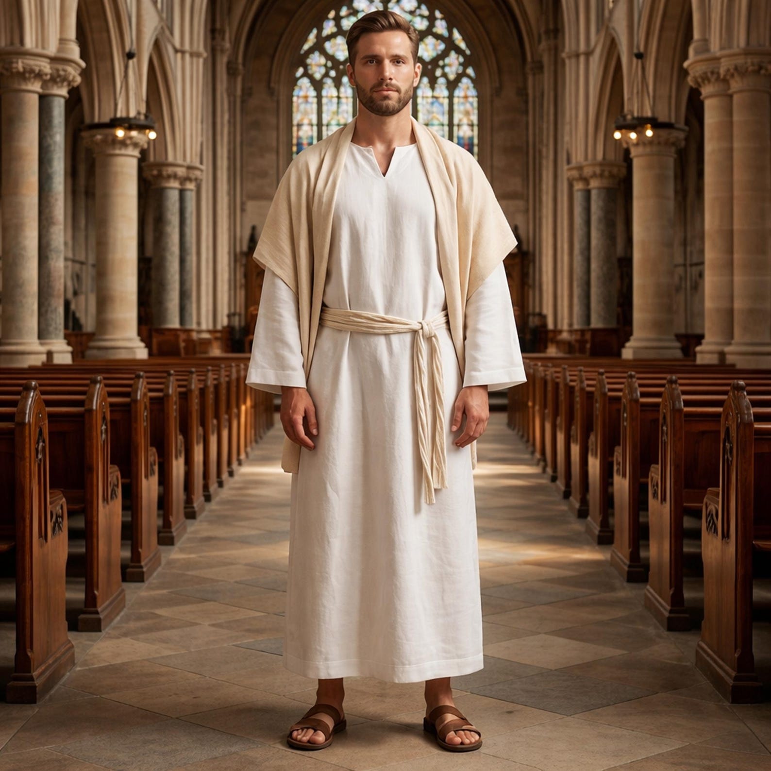 Men's Linen Robe: Biblical Jesus Tunic, Medieval Costume, Church Outfit ...