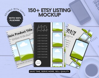Etsy Listing Mockups | 150+ Canva Templates with PLR (Digital Download)