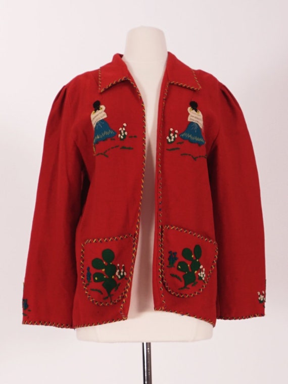 50's Red Wool Mexican Tourist Jacket