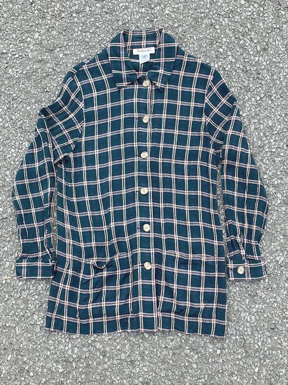 Blue Rayon Plaid Jacket / Overshirt