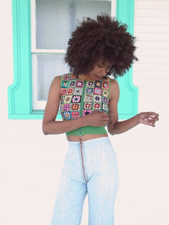 70's Green Knit Sparkle Vest