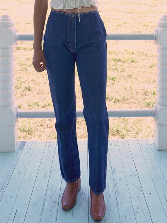70's Dark Wash Embroidered Jeans