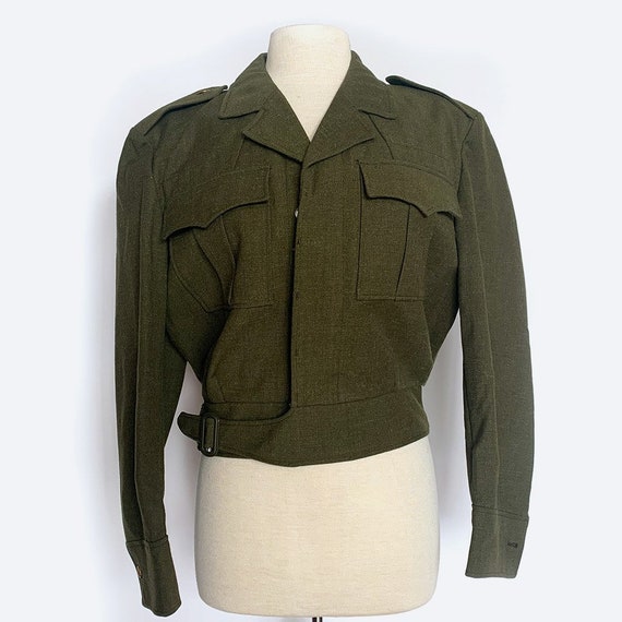 Green Cropped Military Wool Coat
